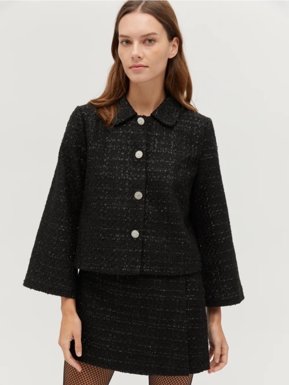 Hill House The Bea Jacket in Black Tweed Size XXL